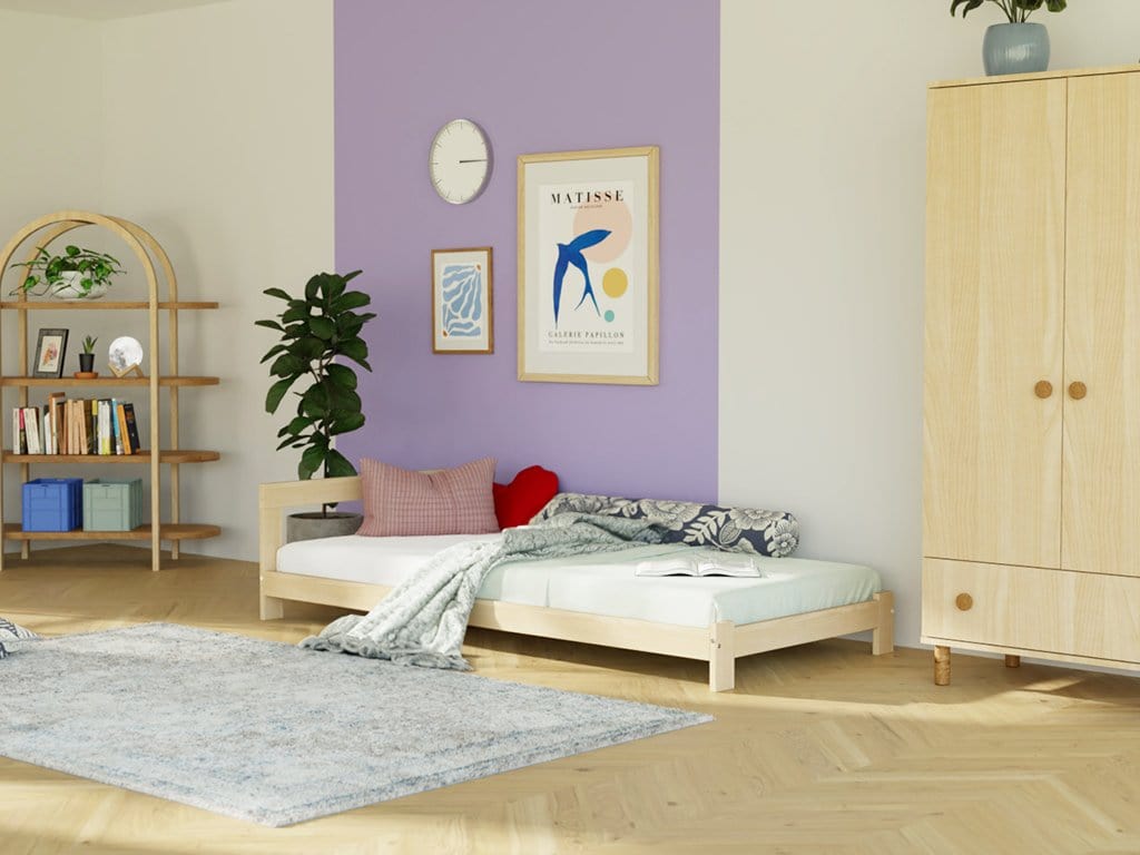BENLEMI Lit Montessori individuel SIMPLY en bois avec tête de lit