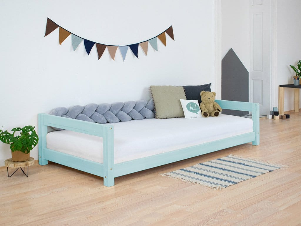 BENLEMI 80 * 160 cm / Bleu Ciel Lit Montessori KIDDY avec 2 tête de lit