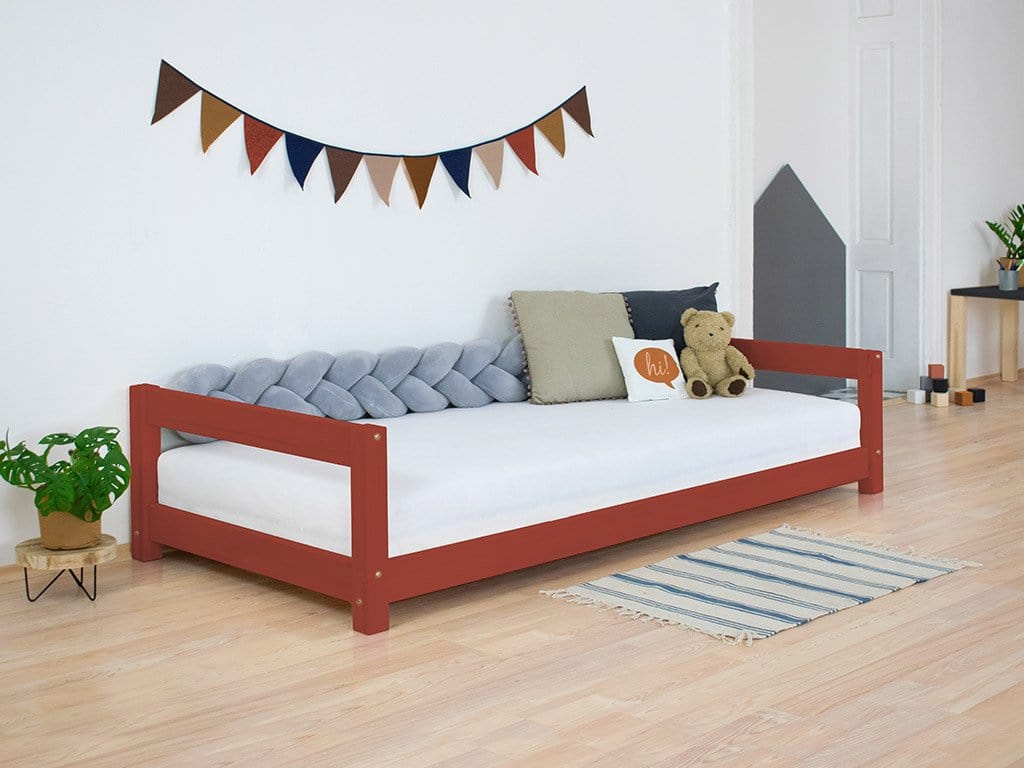 BENLEMI 80 * 160 cm / Rouge Lit Montessori KIDDY avec 2 tête de lit