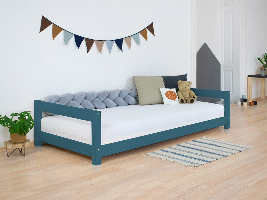 BENLEMI 80 * 160 cm / Vert Pétrol Lit Montessori KIDDY avec 2 tête de lit