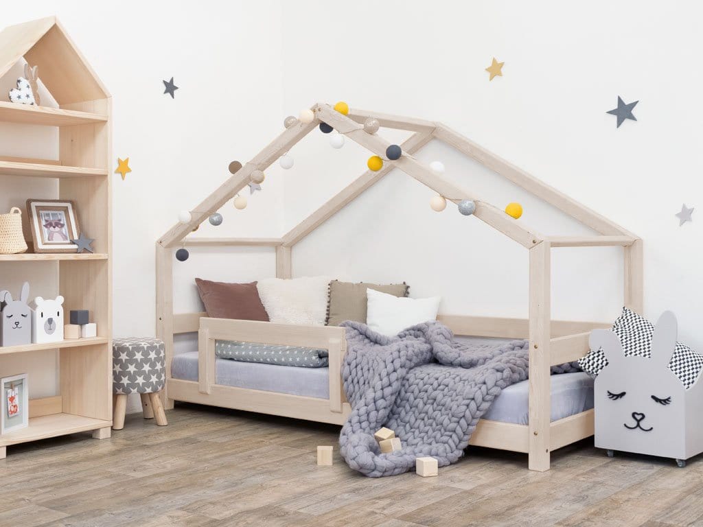 Smyles 70 * 160 cm / Bois Laqué Lit Montessori LUCKY avec barrière