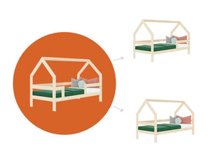 BENLEMI Lit Montessori SAFE avec 3 barrières en bois