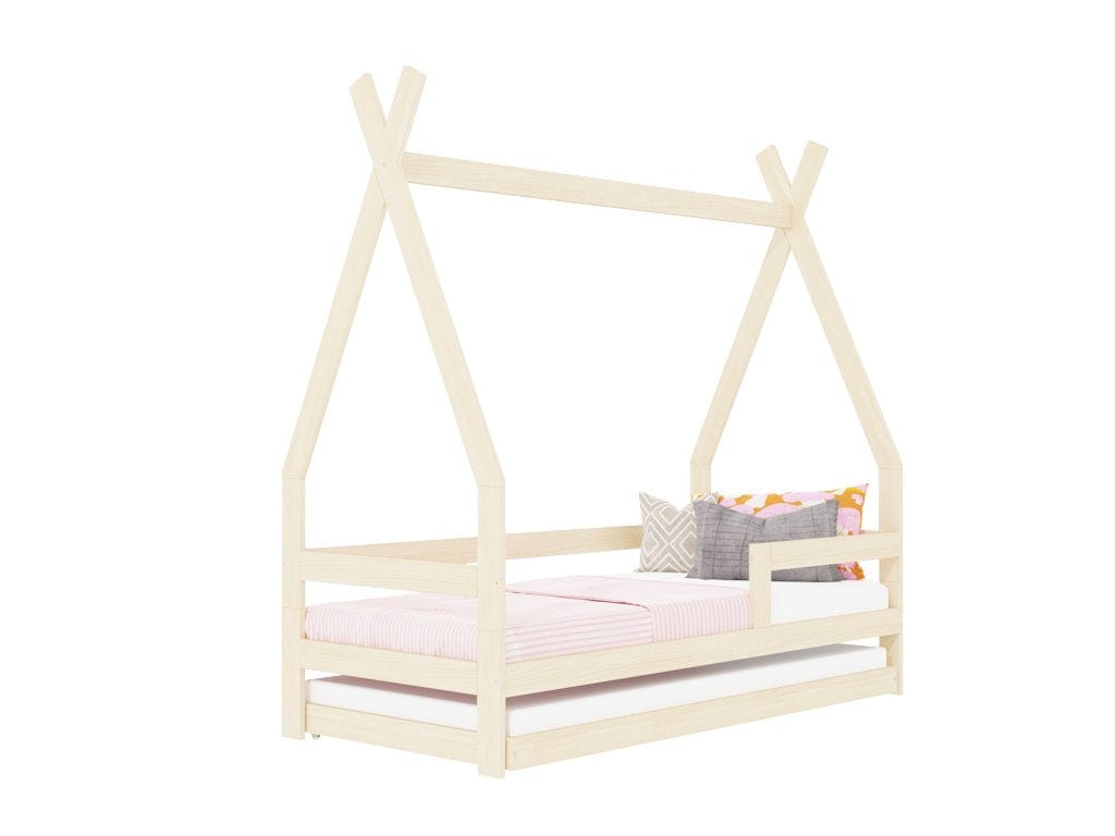 BENLEMI Lit Montessori SAFE en forme de tipi avec 2 barrières en bois