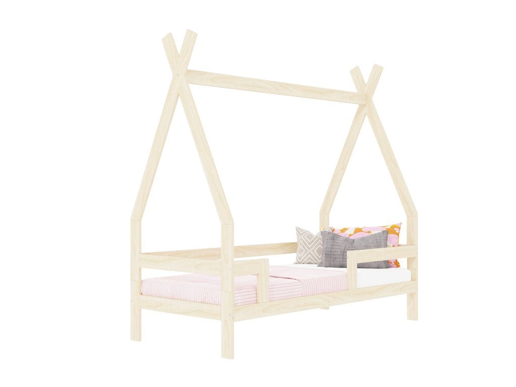 BENLEMI Lit Montessori SAFE en forme de tipi avec 3 barrières en bois