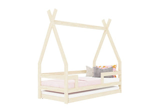 BENLEMI Lit Montessori SAFE en forme de tipi avec 3 barrières en bois