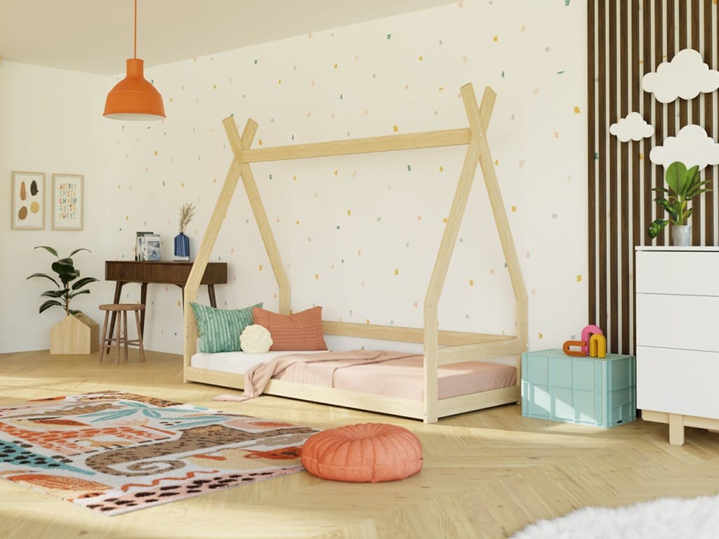 BENLEMI Lit Montessori SAFE en forme de tipi avec barrières