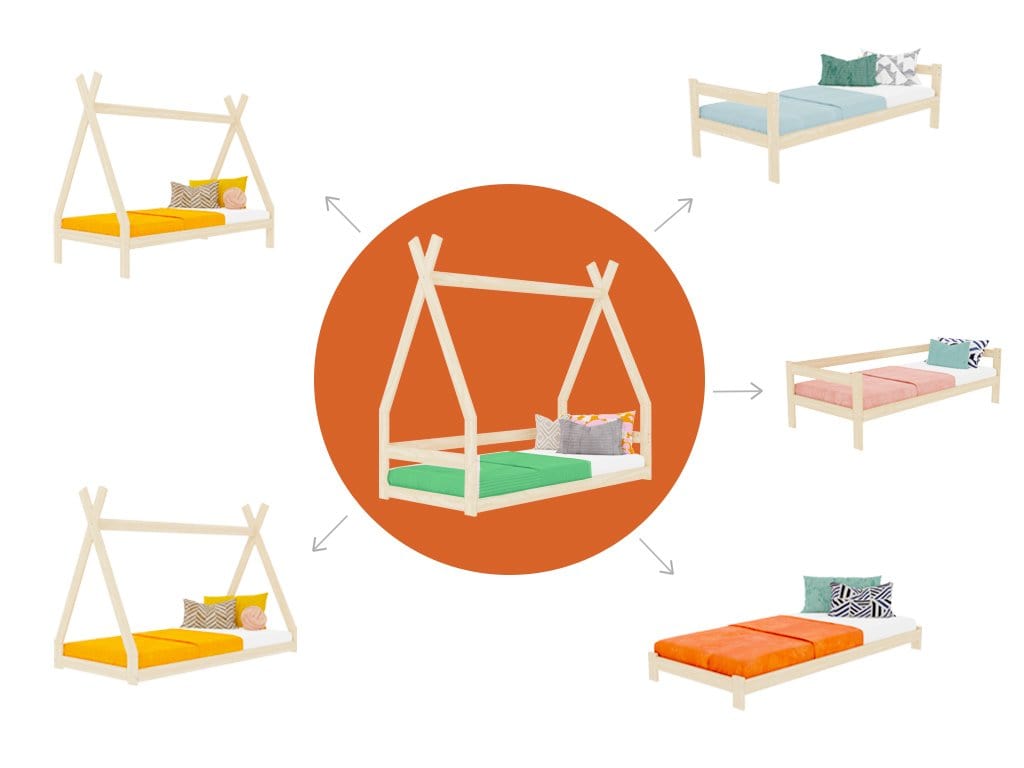 BENLEMI Lit Montessori SAFE en forme de tipi avec barrières