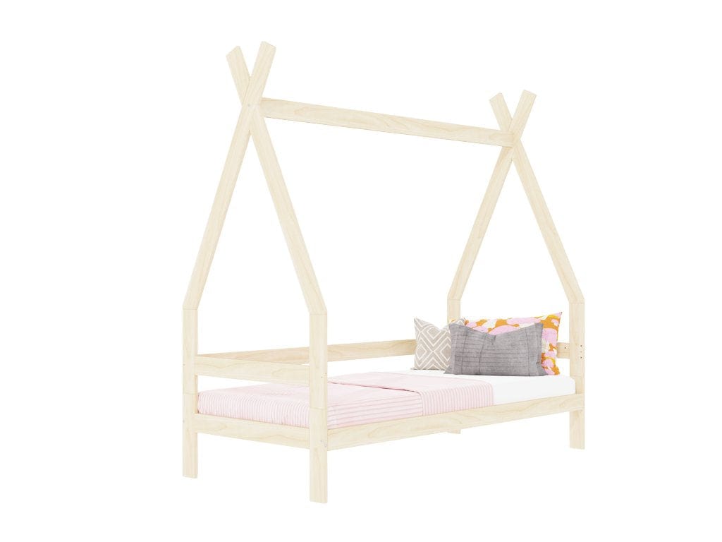 BENLEMI Lit Montessori SAFE en forme de tipi avec barrières en bois