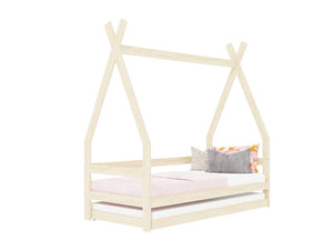 BENLEMI Lit Montessori SAFE en forme de tipi avec barrières en bois