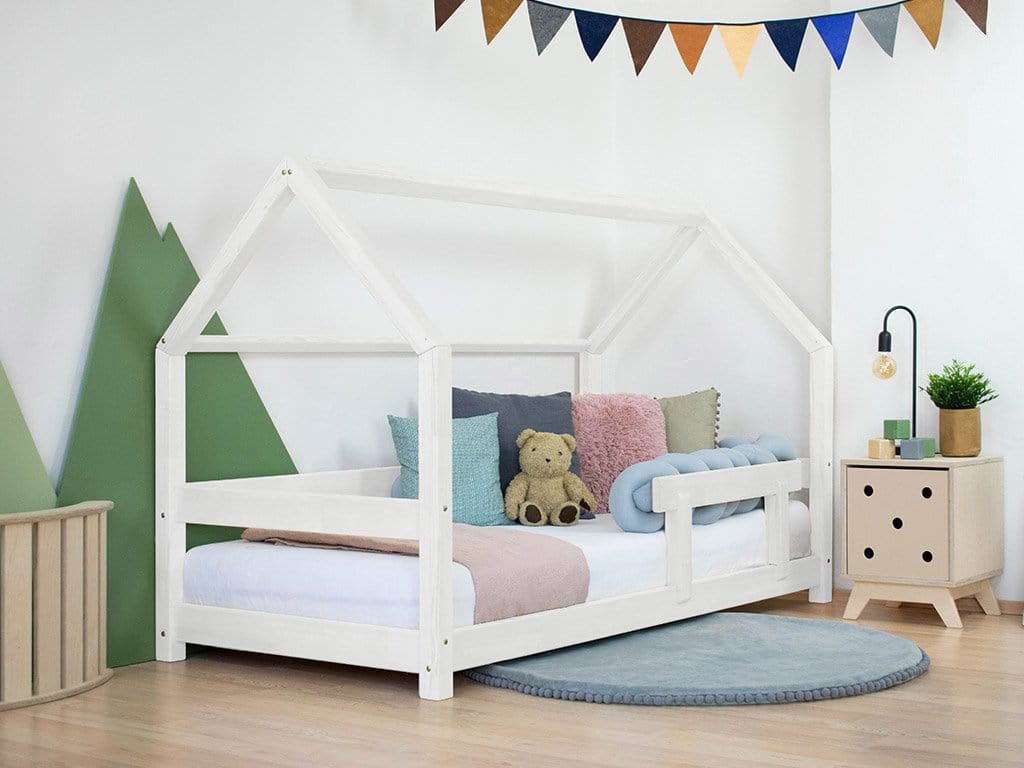 BENLEMI 70 * 160 cm / Blanc Lit Montessori TERY avec barrière