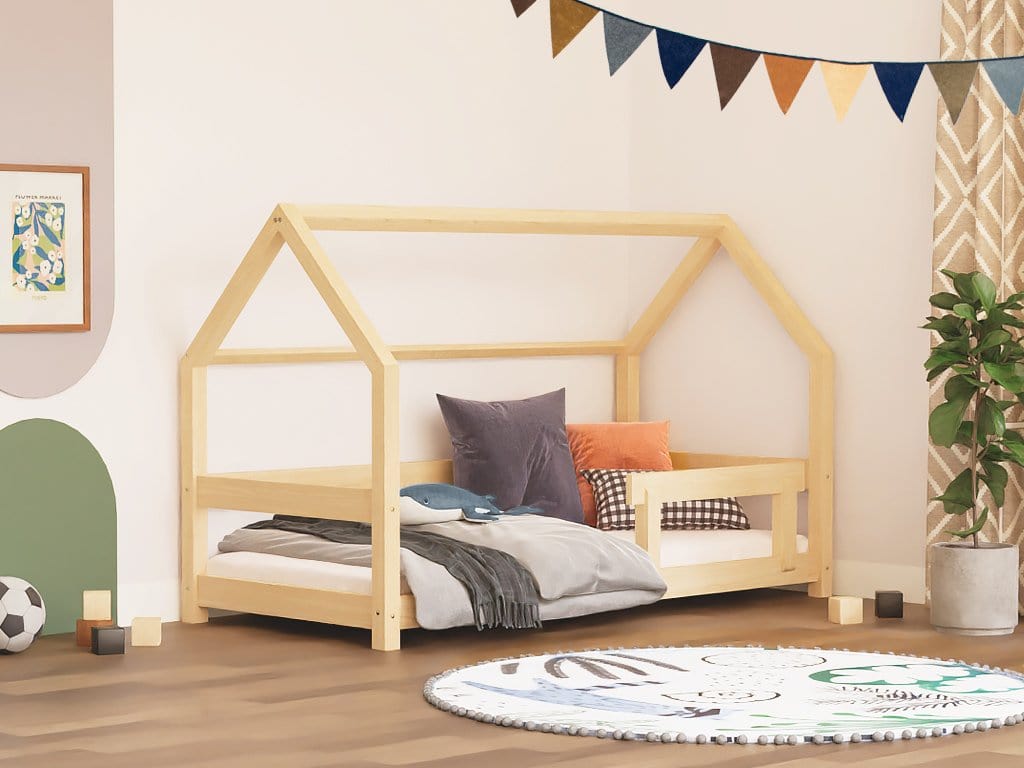 BENLEMI 70 * 160 cm / Bois Naturel Lit Montessori TERY avec barrière