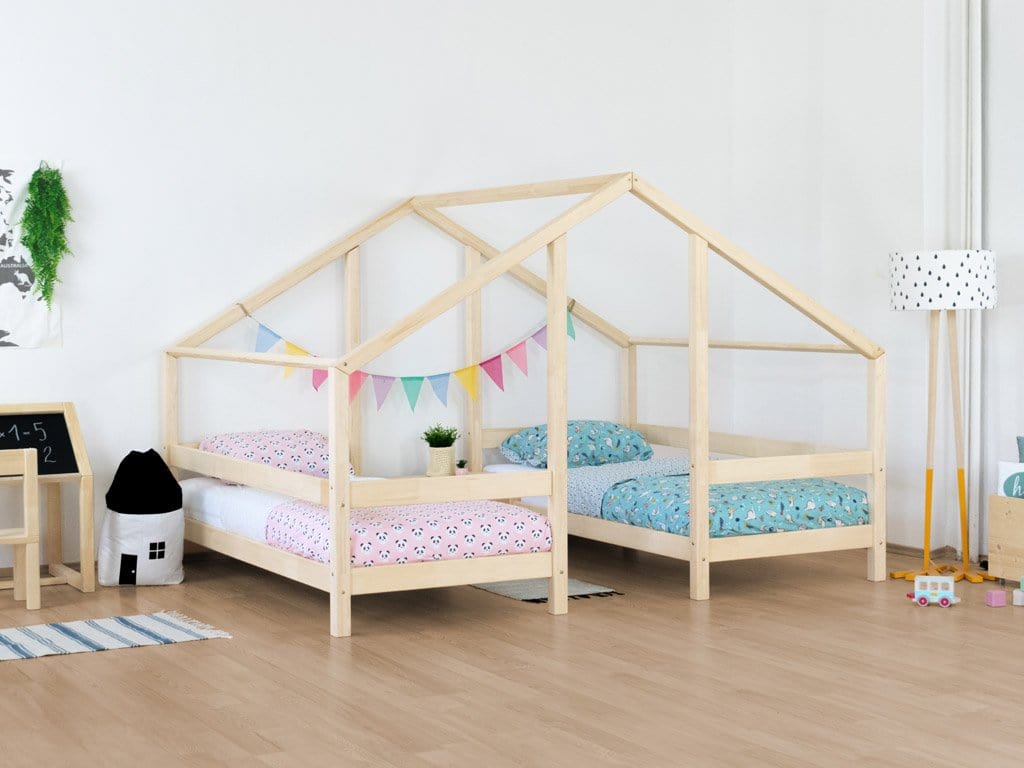 BENLEMI 90 * 160 cm / Bois Naturel Lit Montessori VILLY deux enfants