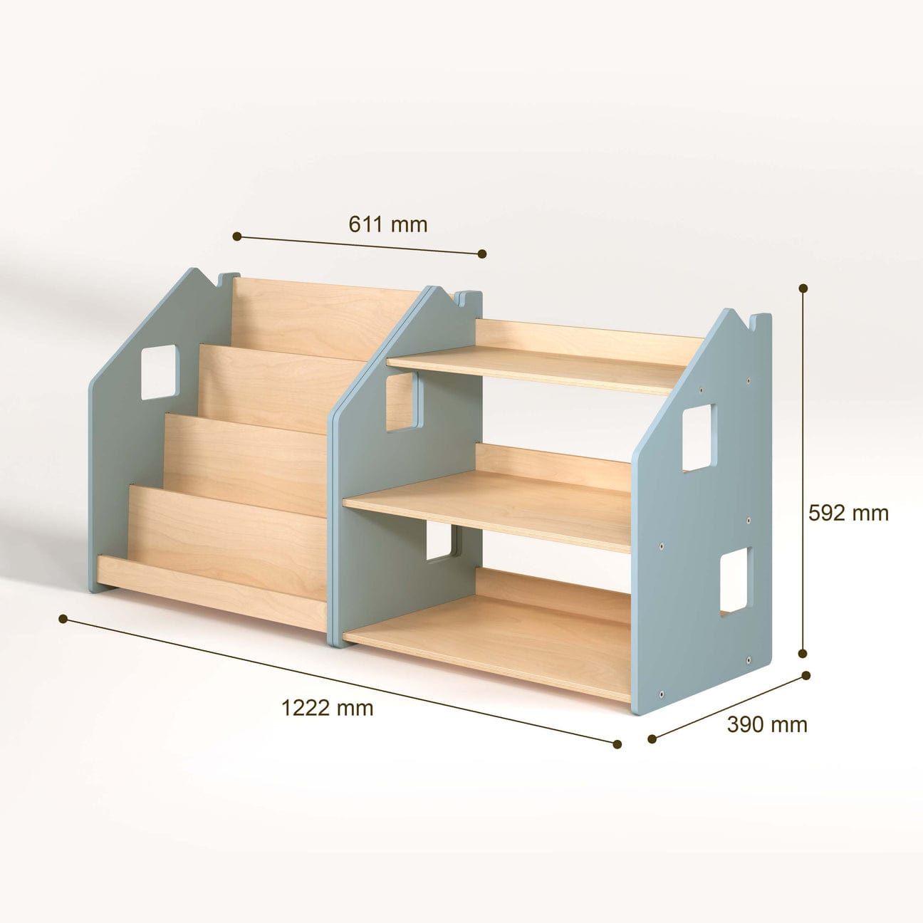 Smyles Pack Étagère + Bibliothèque Montessori bleue