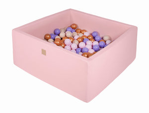 MeowBaby Or/Beige/Rose pastel/Lilas Piscine à balles Carré Coton Rose clair Avec 200 balles