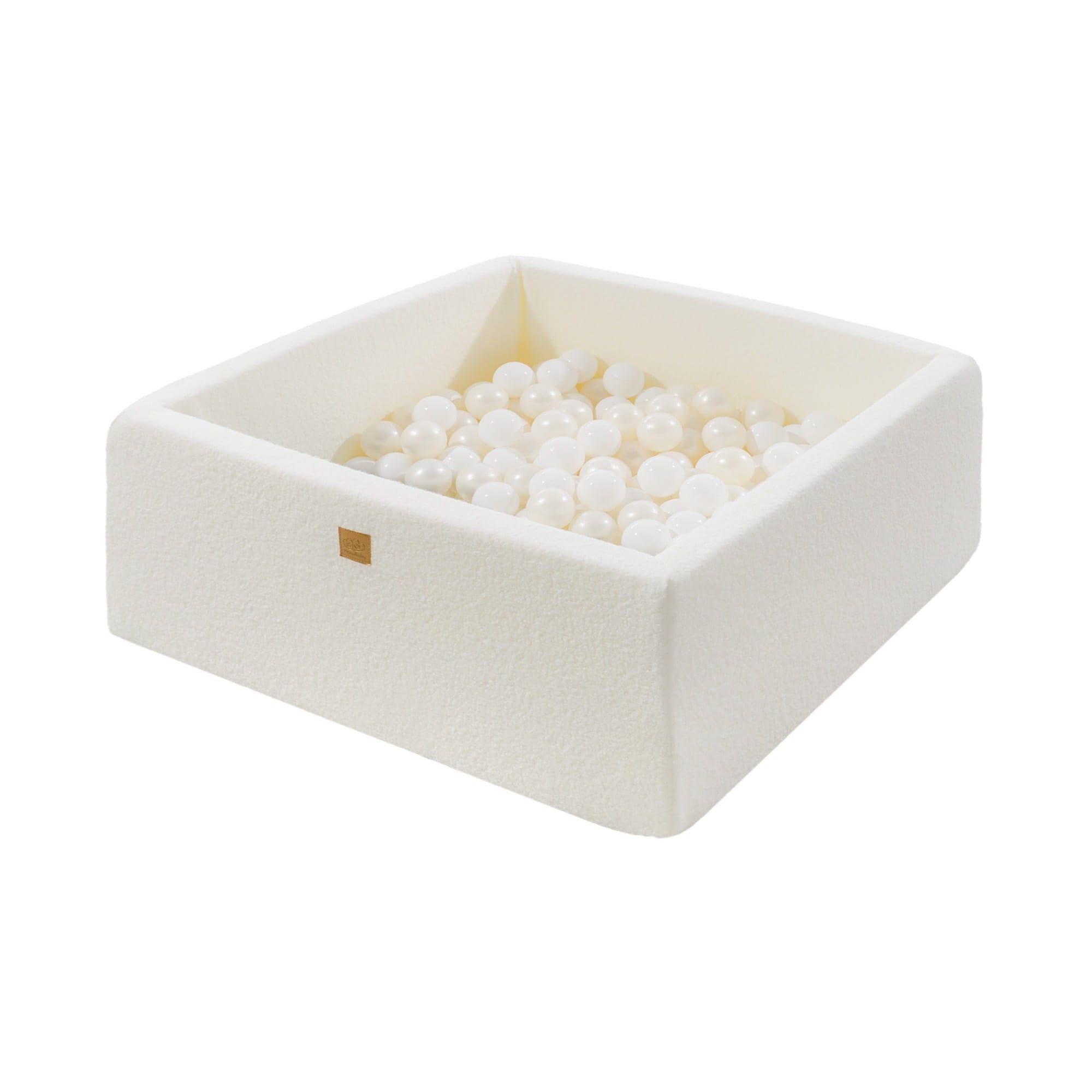 MeowBaby Blanc/Perle Piscine à balles Carré Tissu Bouclé Blanc Avec 200 balles