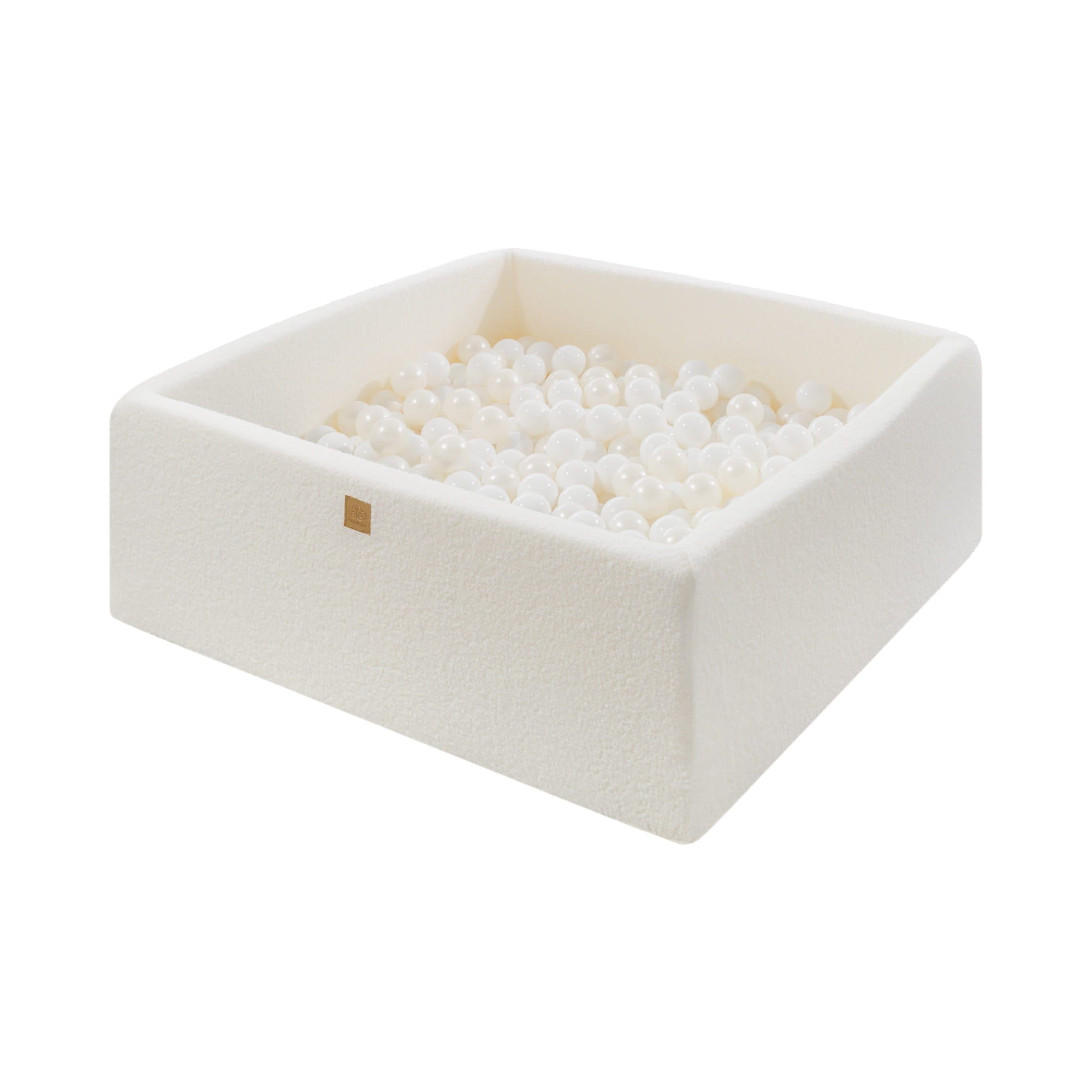 MeowBaby Blanc/Perle Piscine à balles Carré Tissu Bouclé Blanc Avec 400 balles