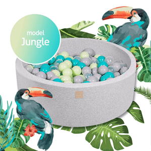 MeowBaby Jungle Piscine à balles Ronde Coton Gris clair 90x30cm Avec 250 balles