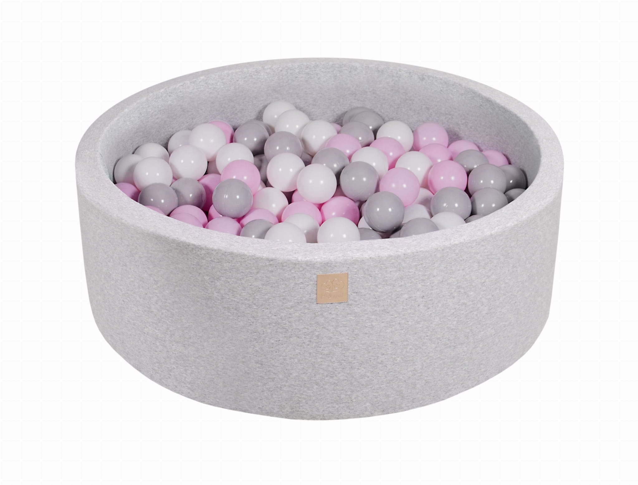 MeowBaby Blanc/Gris/Rose Pastel Piscine à balles Ronde Coton Gris clair Avec 200 balles