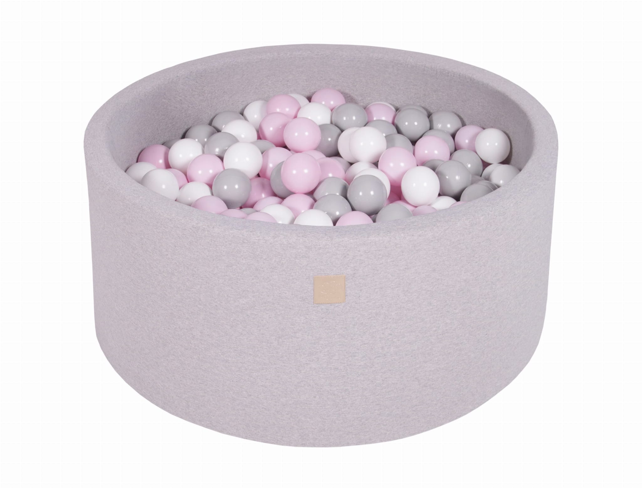 MeowBaby Gris/Blanc/Rose pastel Piscine à balles Ronde Coton Gris clair Avec 300 balles