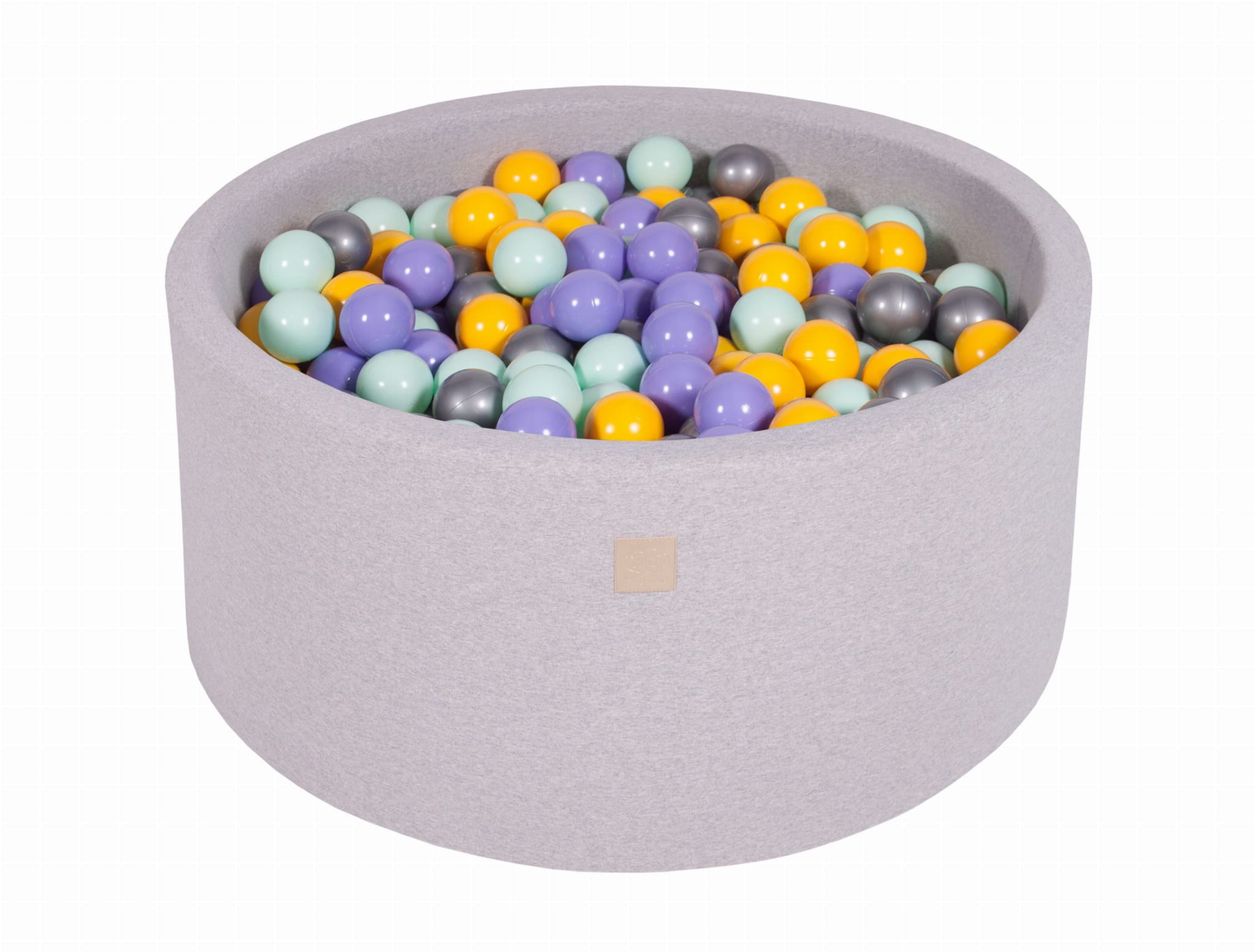 MeowBaby Lilas/Jaune/Menthe/Argent Piscine à balles Ronde Coton Gris clair Avec 300 balles