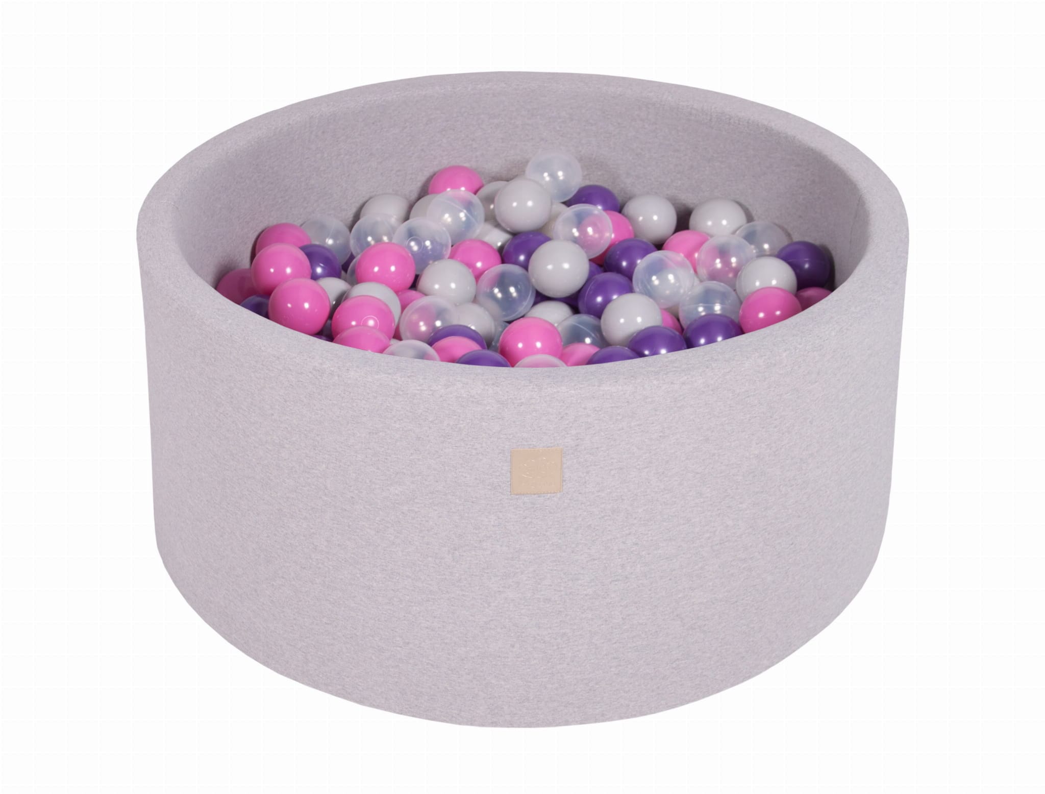 MeowBaby Rose foncé/Violet/Transparent/Gris Piscine à balles Ronde Coton Gris clair Avec 300 balles