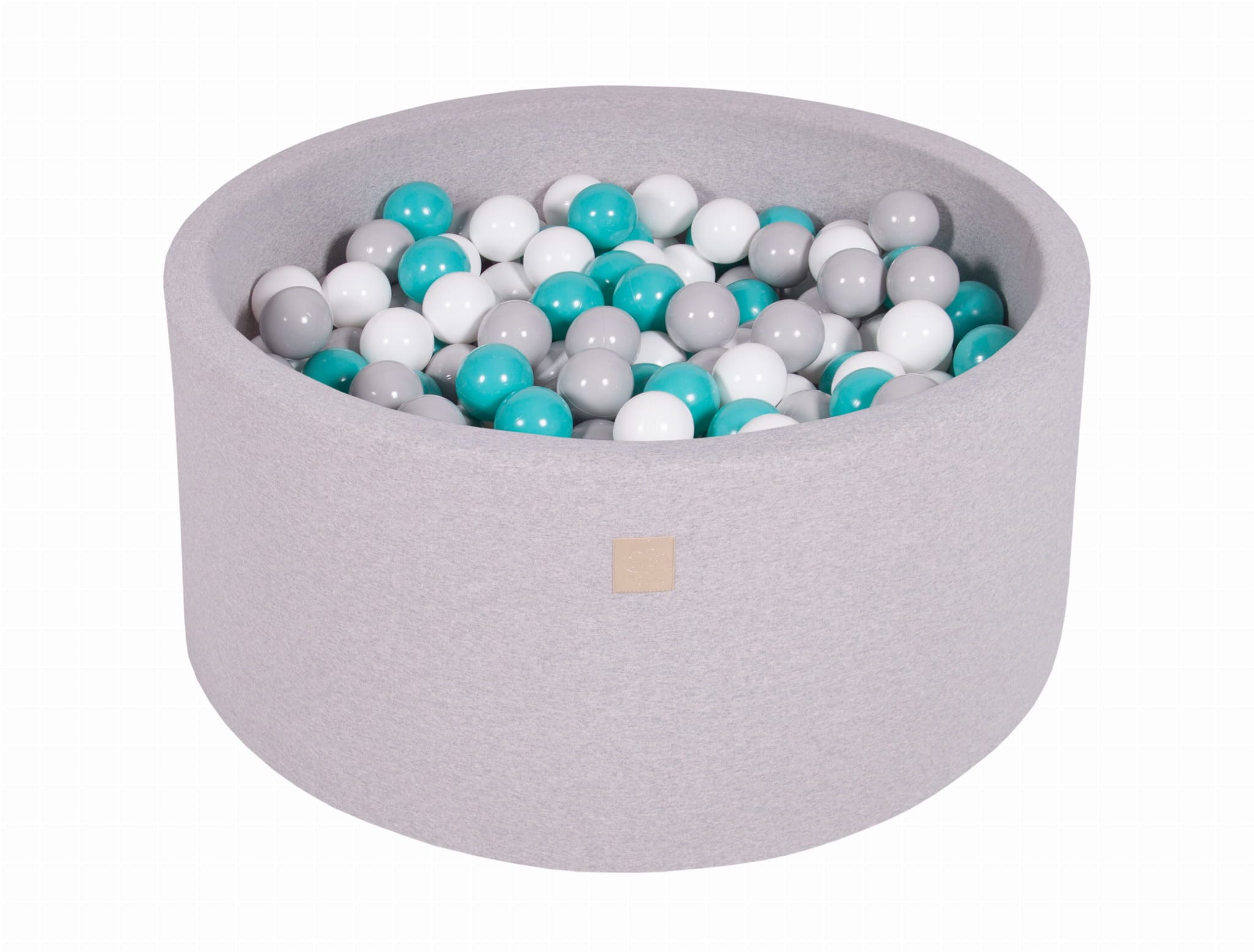 MeowBaby Turquoise/Gris/Blanc Piscine à balles Ronde Coton Gris clair Avec 300 balles