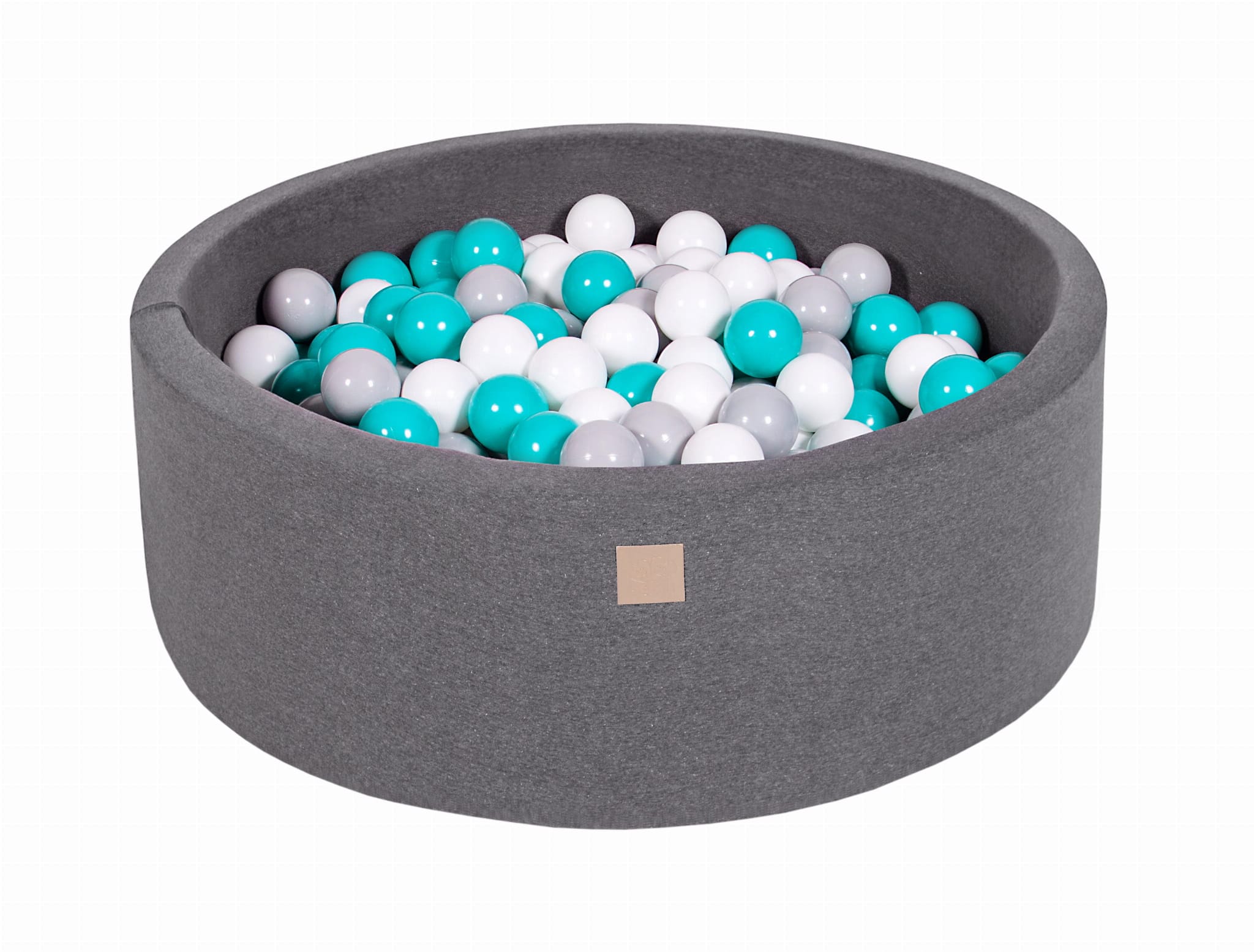 MeowBaby Blanc/Gris/Turquoise Piscine à balles Ronde Coton Gris foncé Avec 200 balles