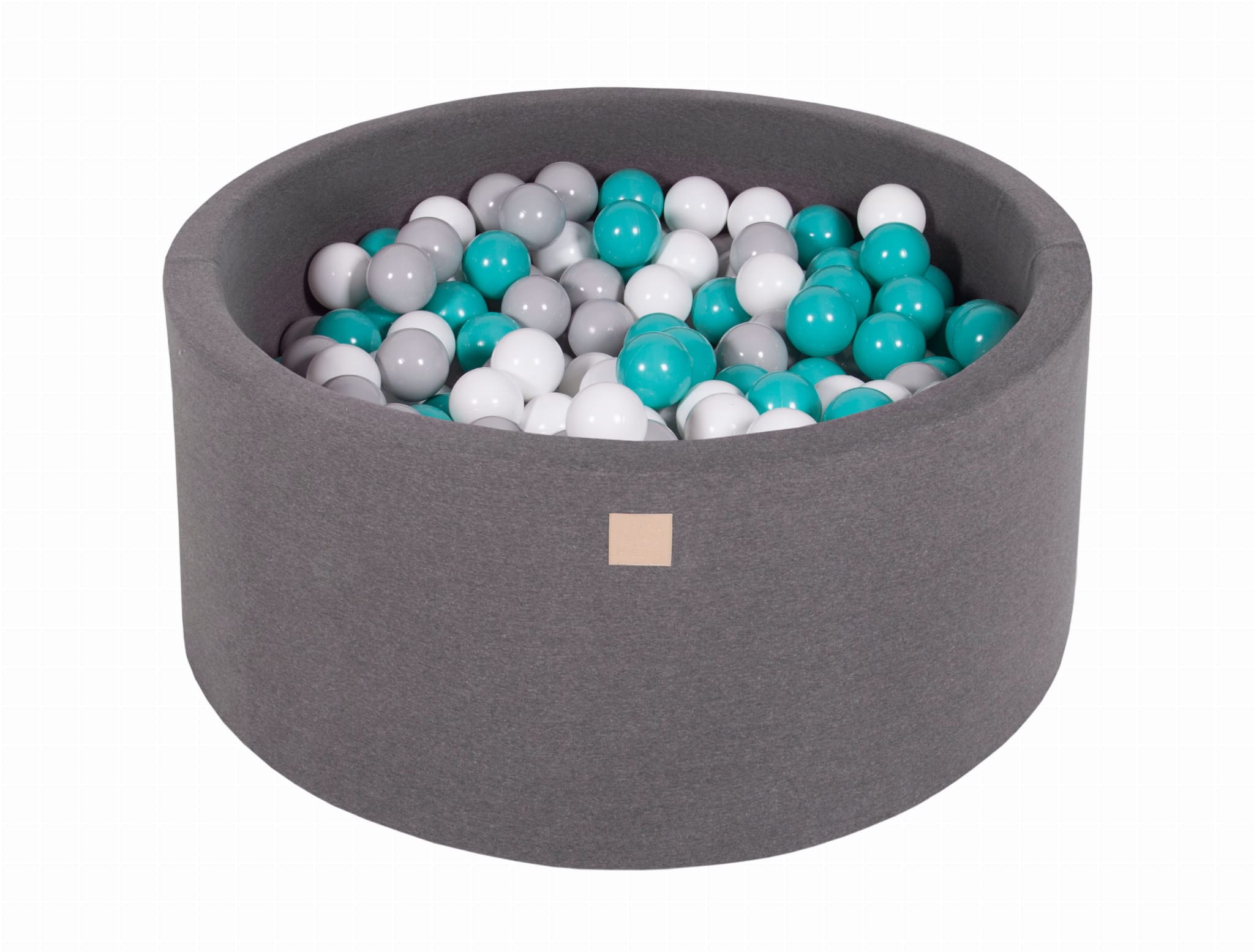 MeowBaby Turquoise/Gris/Blanc Piscine à balles Ronde Coton Gris foncé Avec 300 balles