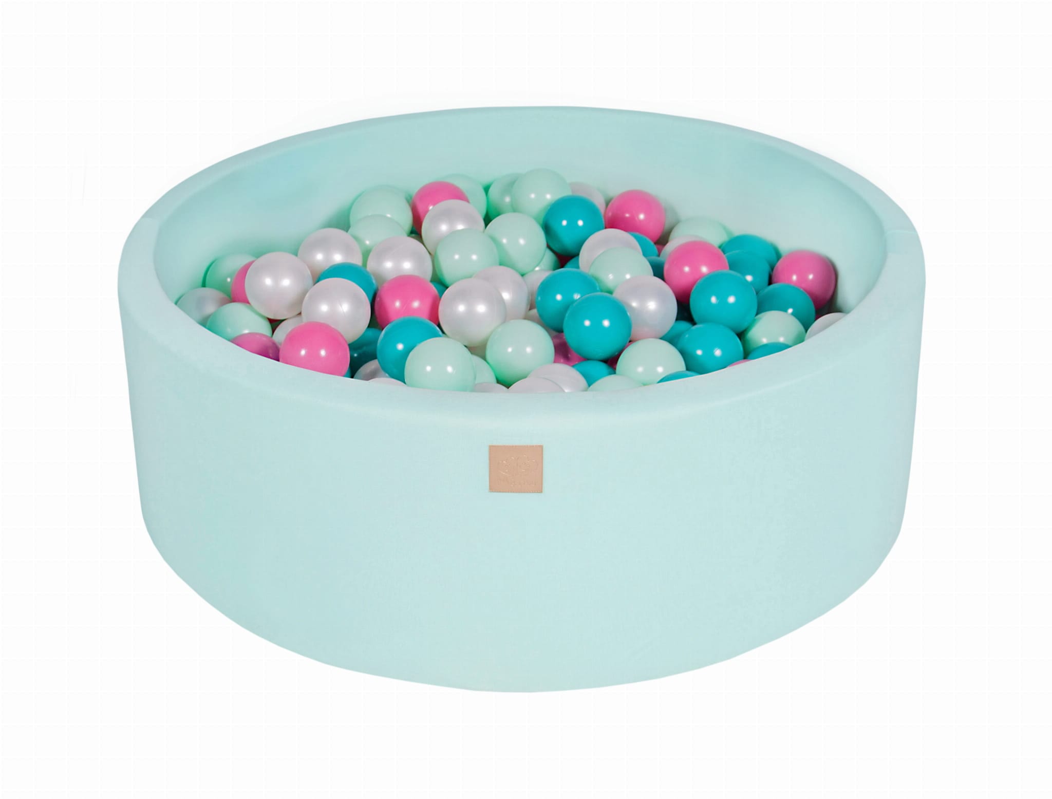 MeowBaby Blanc perle/turquoise/rose clair/menthe Piscine à balles Ronde Coton Menthe Avec 200 balles