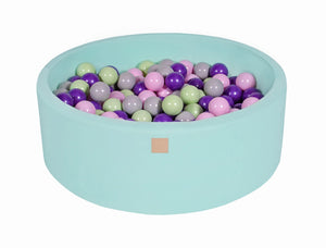 MeowBaby Rose pastel/gris/violet/vert clair Piscine à balles Ronde Coton Menthe Avec 200 balles