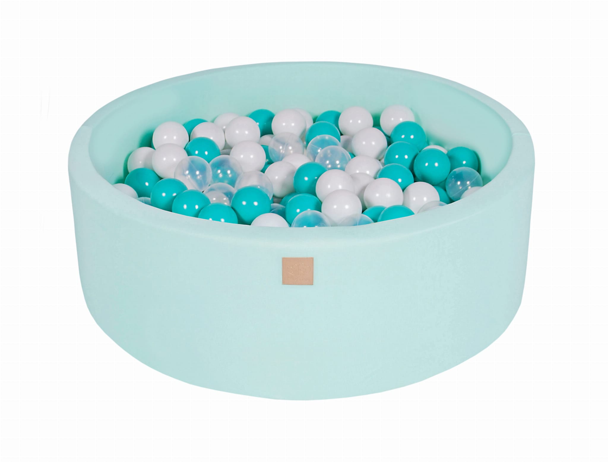 MeowBaby Turquoise/Transparent/Blanc Piscine à balles Ronde Coton Menthe Avec 200 balles