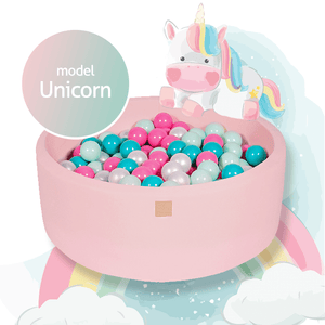 MeowBaby Licorne Piscine à balles Ronde Coton Rose clair 90x30cm Avec 250 balles