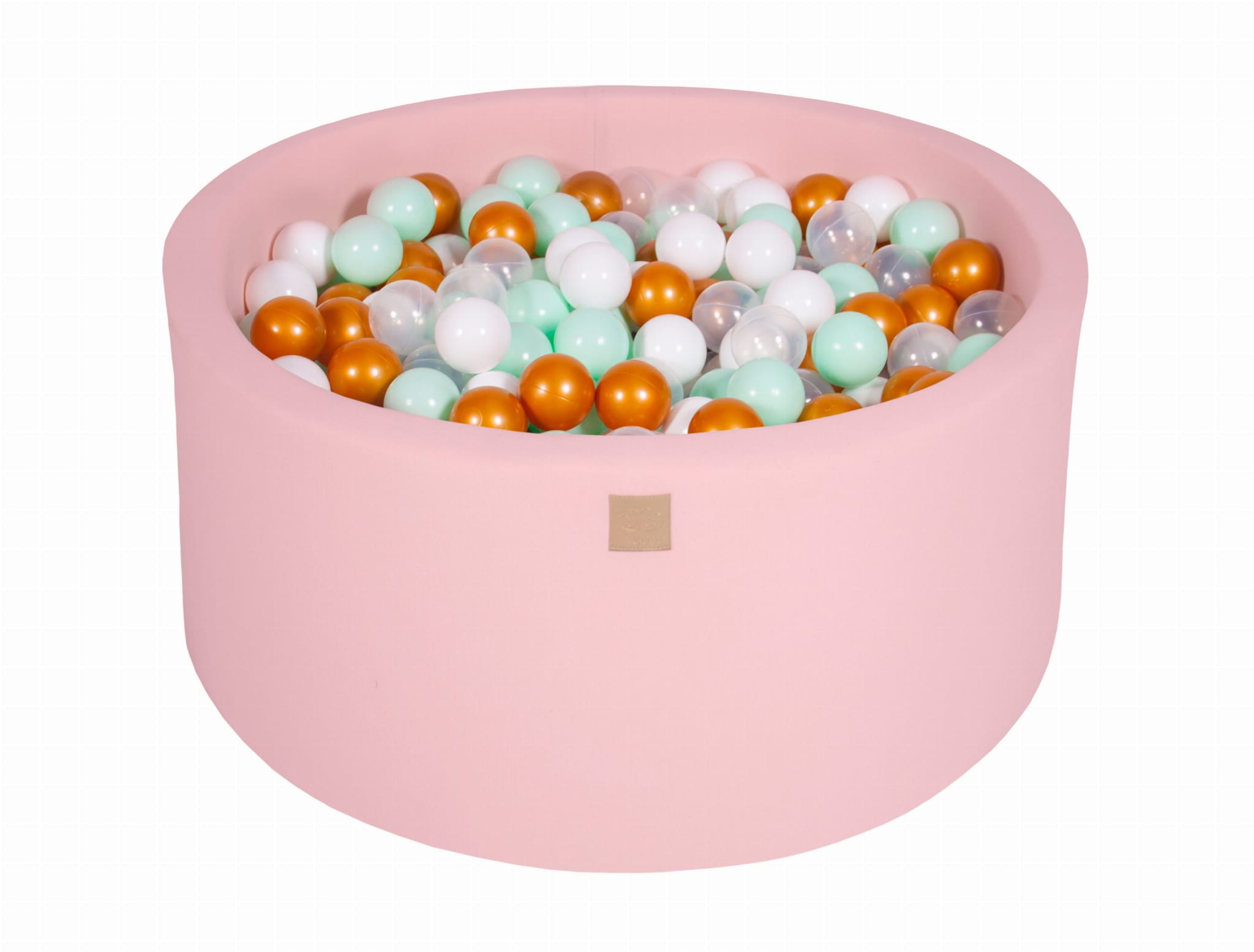 MeowBaby Blanc/Or/Transparent/Menthe Piscine à balles Ronde Coton Rose clair Avec 300 balles