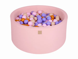 MeowBaby Doré/Beige/Rose Pastel/Lilas Piscine à balles Ronde Coton Rose clair Avec 300 balles