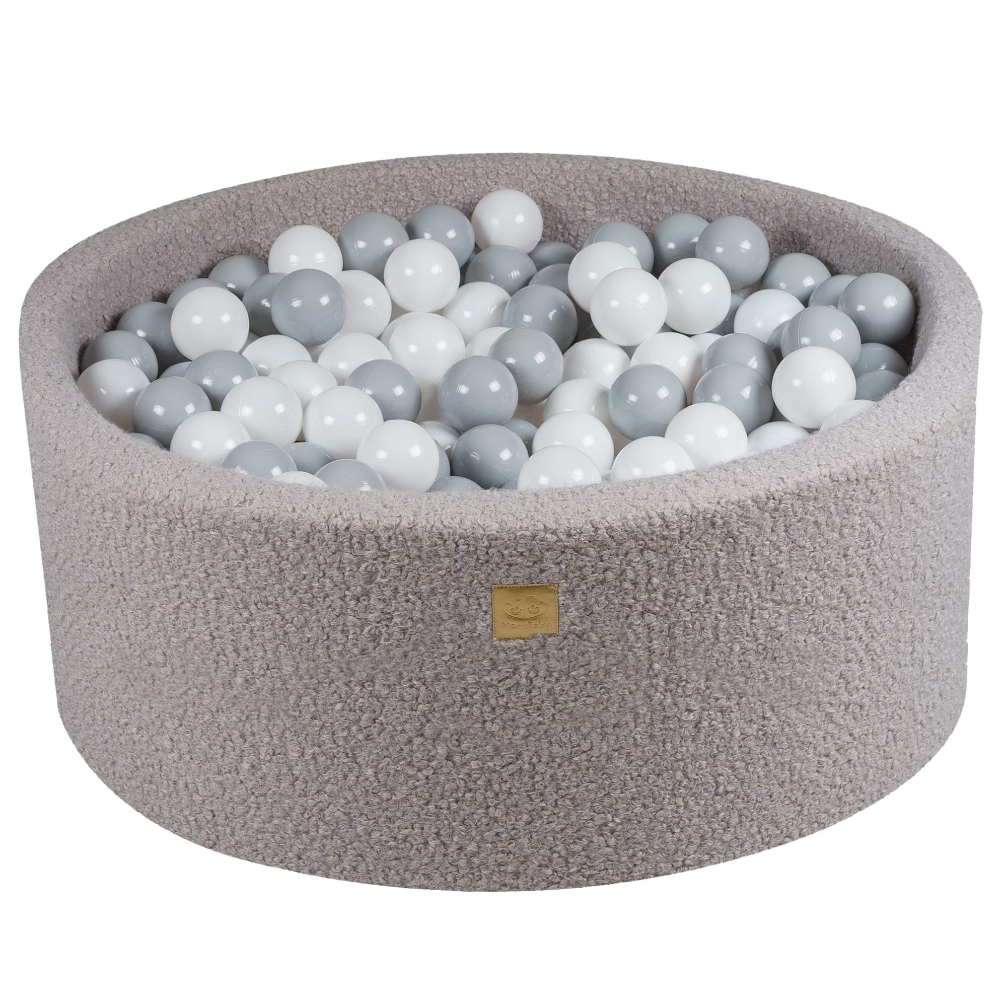 MeowBaby Blanc/gris Piscine à balles Ronde Tissu Bouclé Gris Avec 300 balles