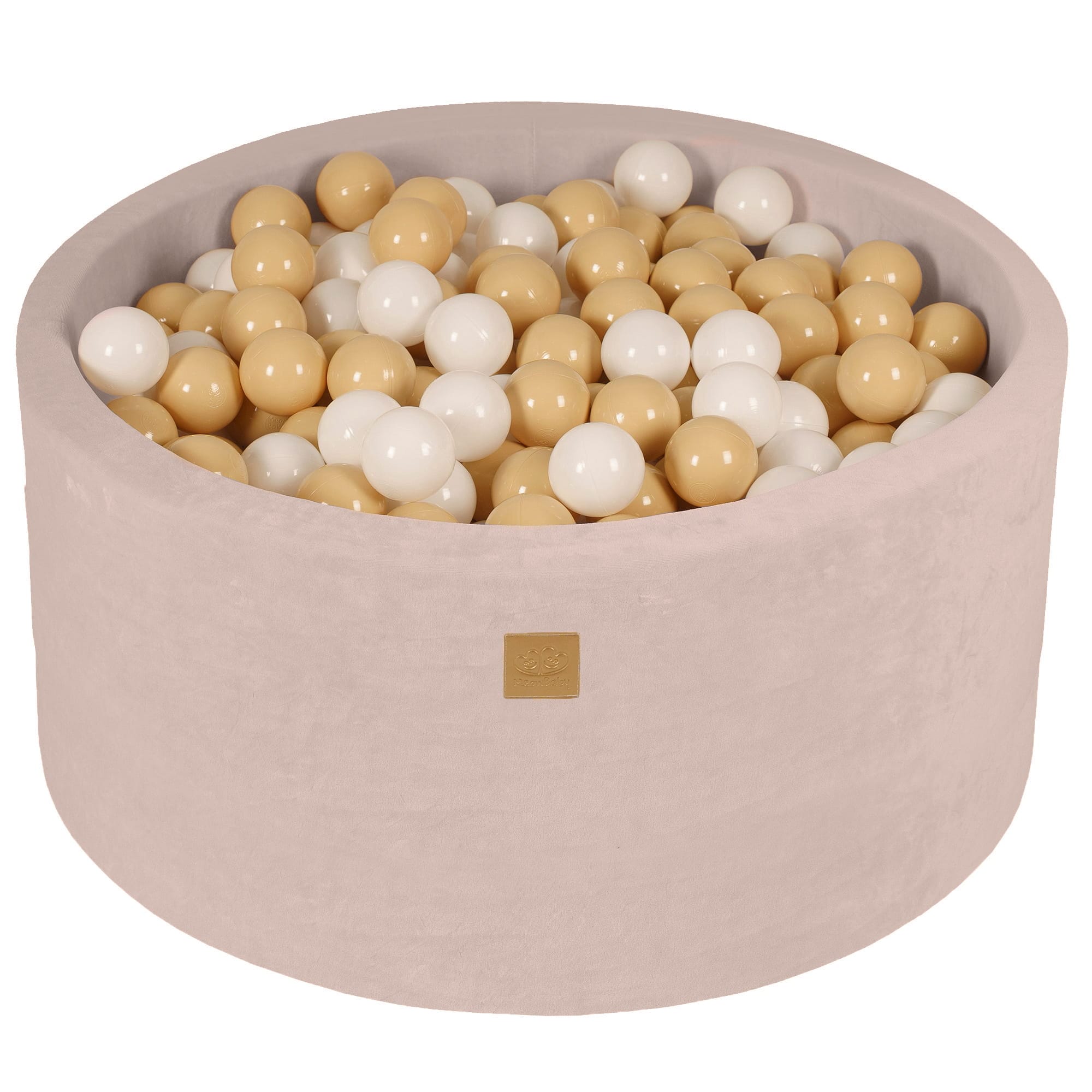 MeowBaby Blanc/Beige Piscine à balles Ronde Velours Écru Avec 300 balles