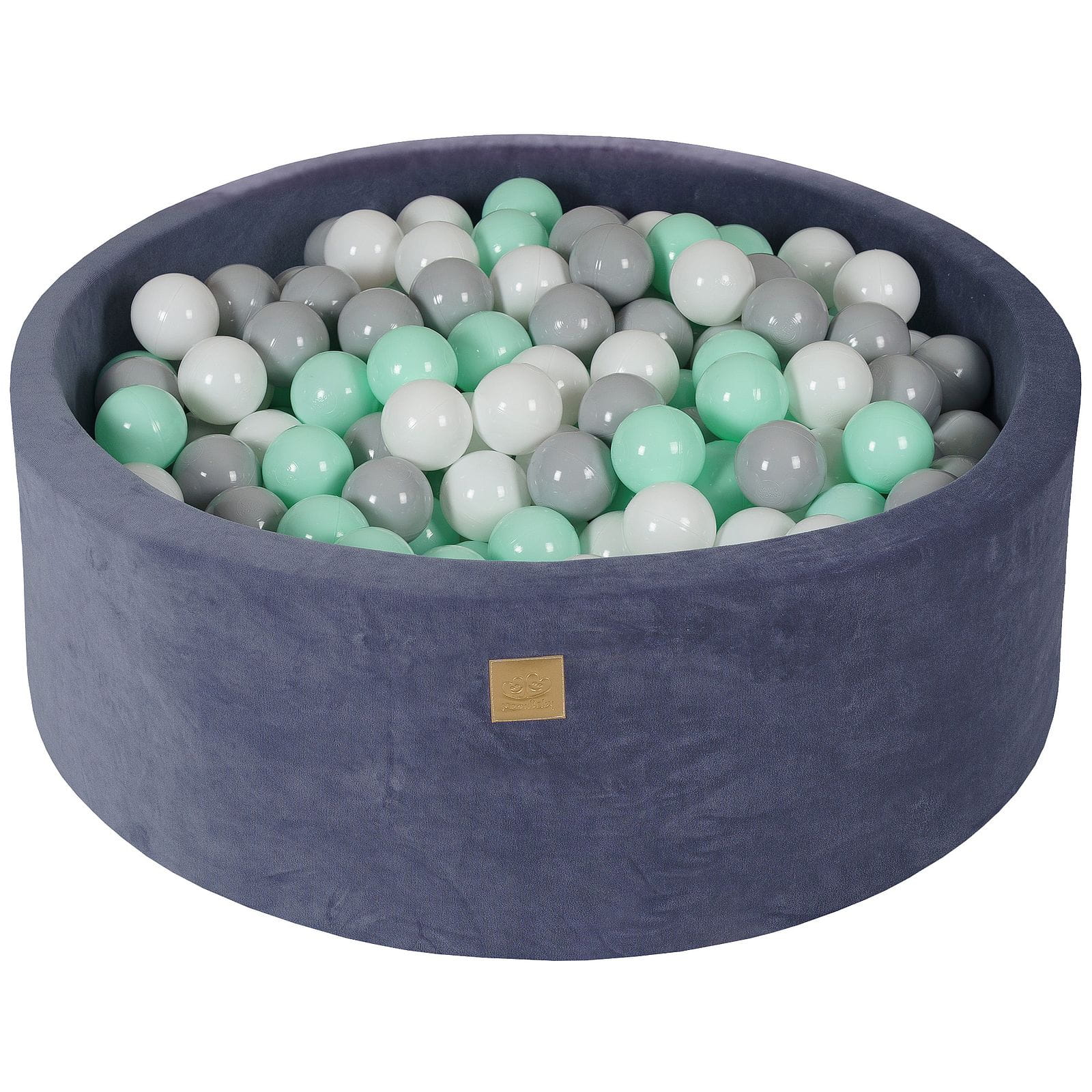 MeowBaby Blanc/Gris/Menthe Piscine à balles Ronde Velours Gris Bleu Avec 200 balles