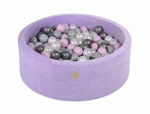 MeowBaby Argent/Gris/Rose Pastel/Blanc Perle Piscine à balles Ronde Velours Lilas Avec 200 balles