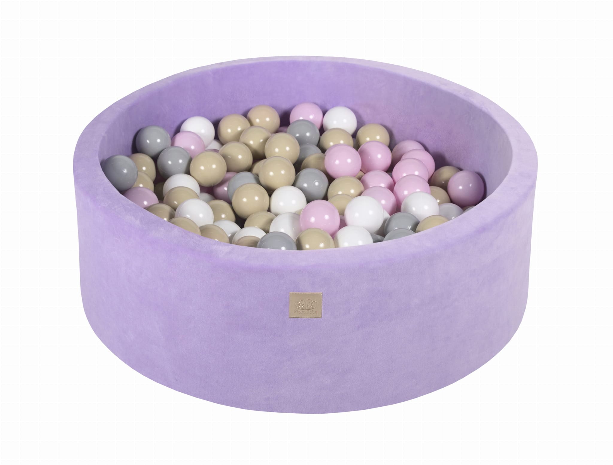 MeowBaby Beige/Rose pastel/Gris/Blanc Piscine à balles Ronde Velours Lilas Avec 200 balles