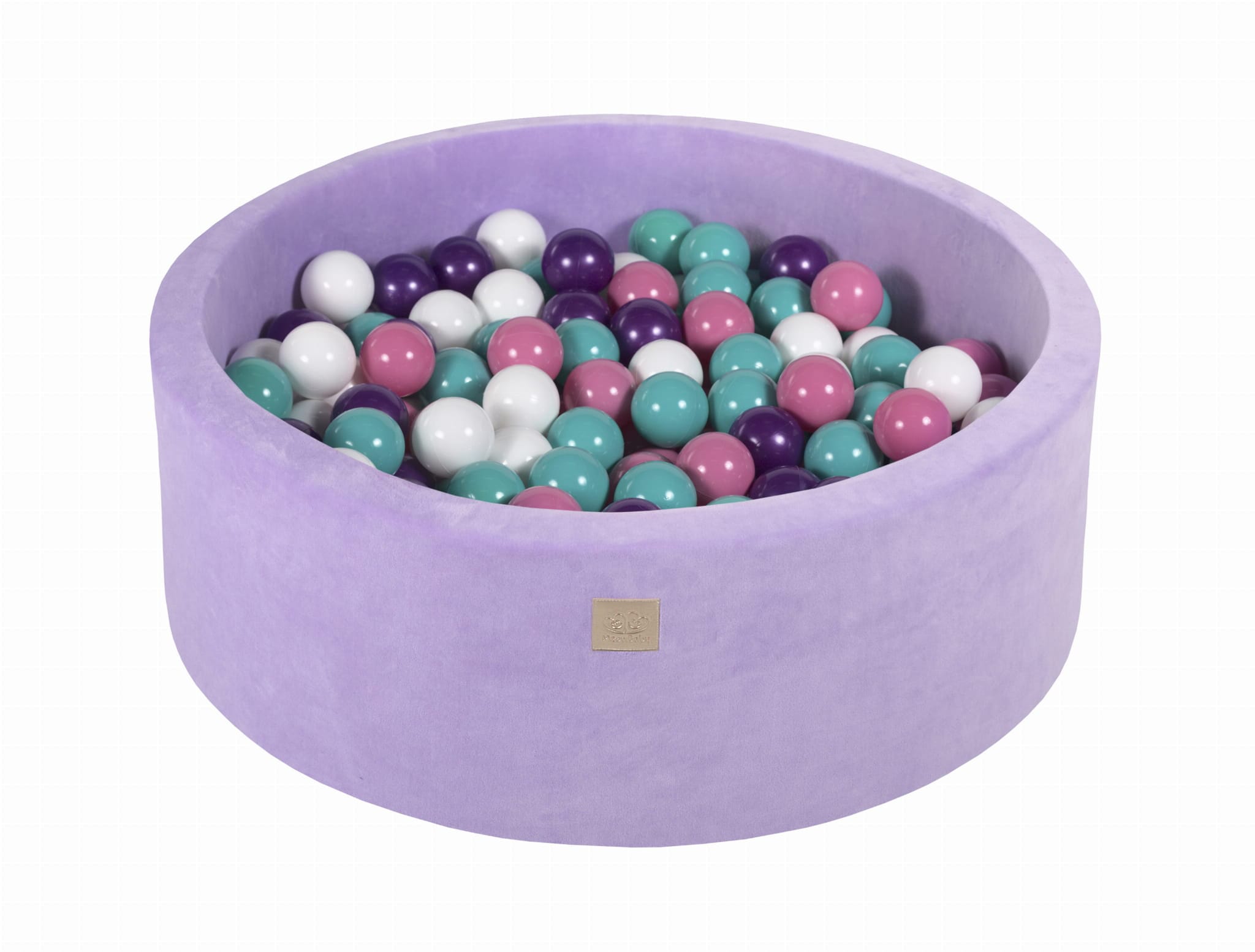 MeowBaby Blanc/rose clair/turquoise/violet Piscine à balles Ronde Velours Lilas Avec 200 balles