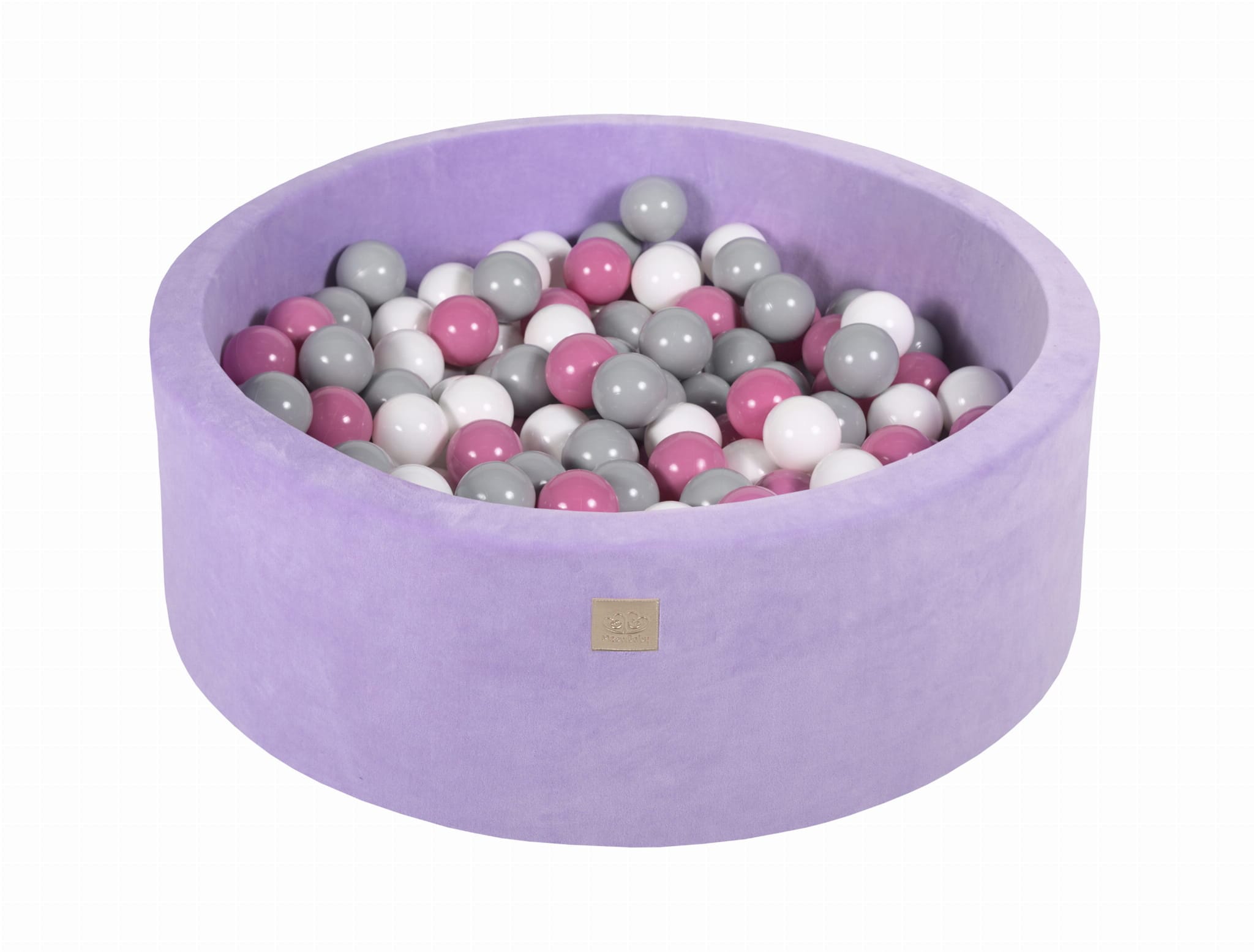 MeowBaby Gris/rose clair/blanc Piscine à balles Ronde Velours Lilas Avec 200 balles