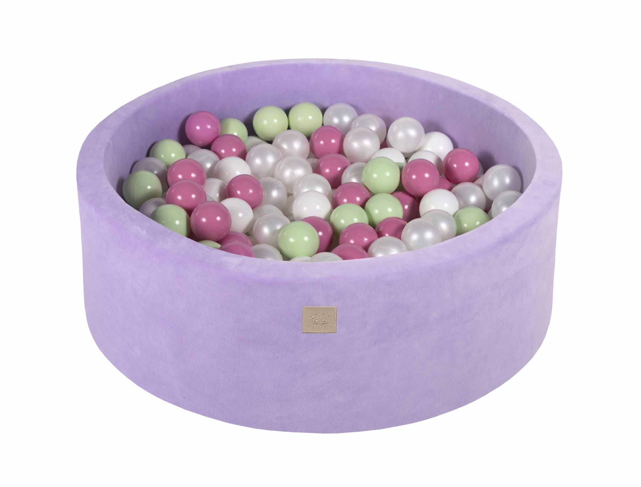 MeowBaby Rose clair/blanc/vert clair/blanc perle Piscine à balles Ronde Velours Lilas Avec 200 balles