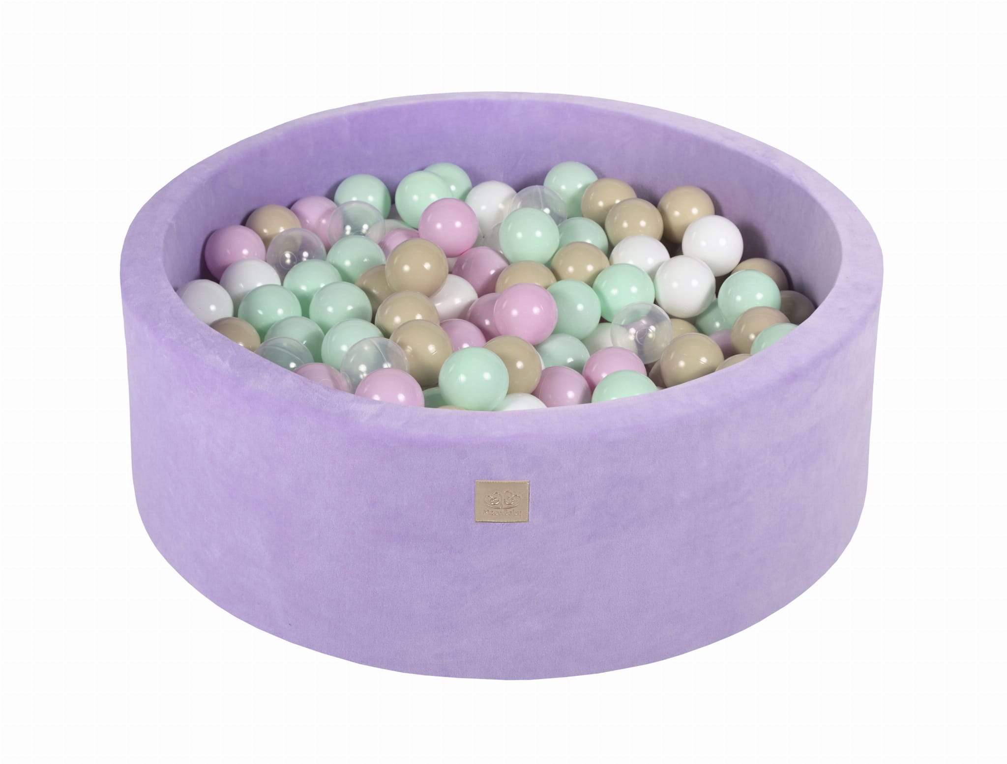 MeowBaby Rose Pastel/Menthe/Beige/Blanc/Transparent Piscine à balles Ronde Velours Lilas Avec 200 balles