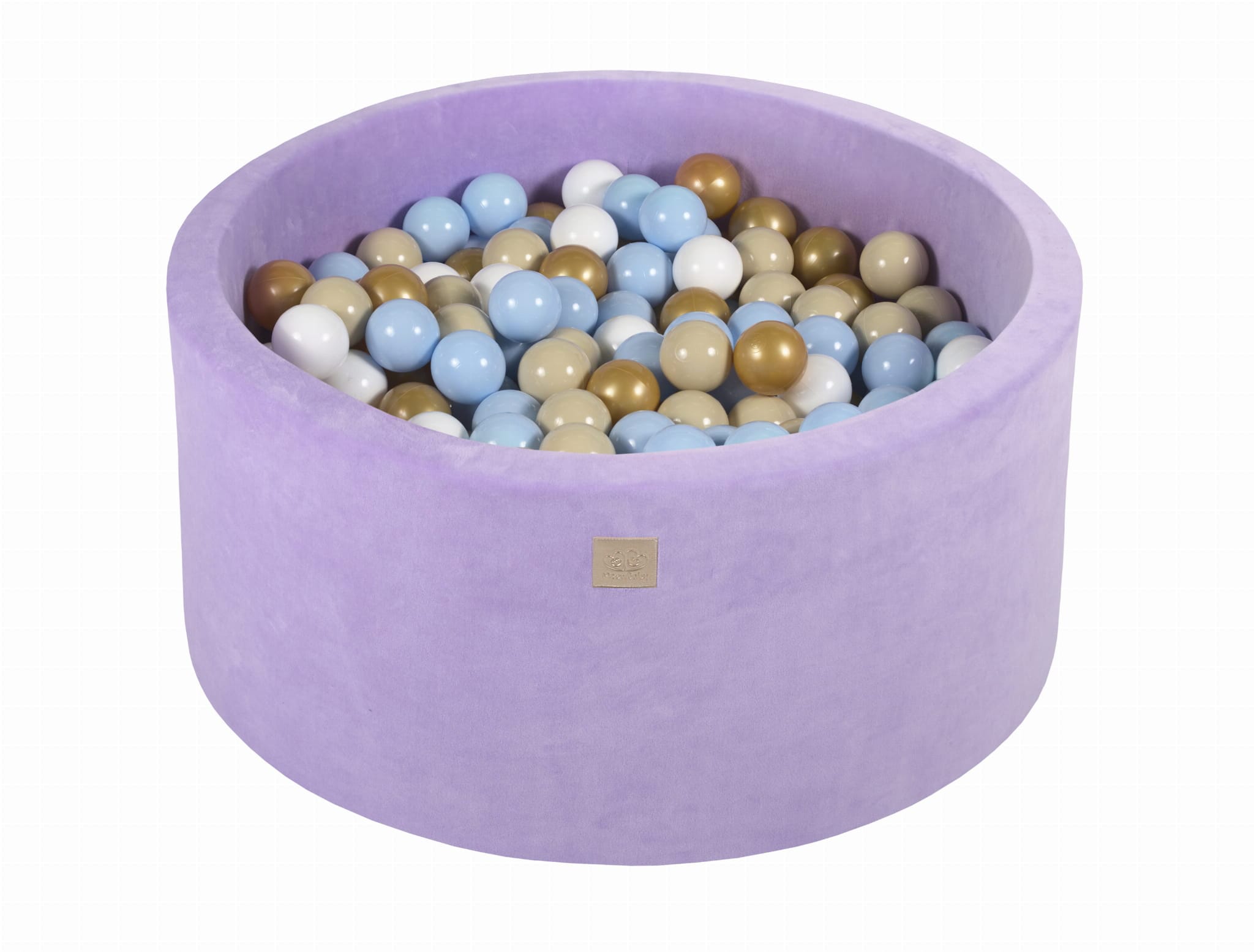 MeowBaby Bleu bébé/Blanc/Or/Beige Piscine à balles Ronde Velours Lilas Avec 300 balles