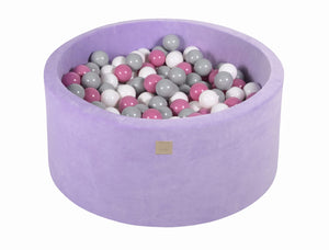 MeowBaby Gris/rose clair/blanc Piscine à balles Ronde Velours Lilas Avec 300 balles