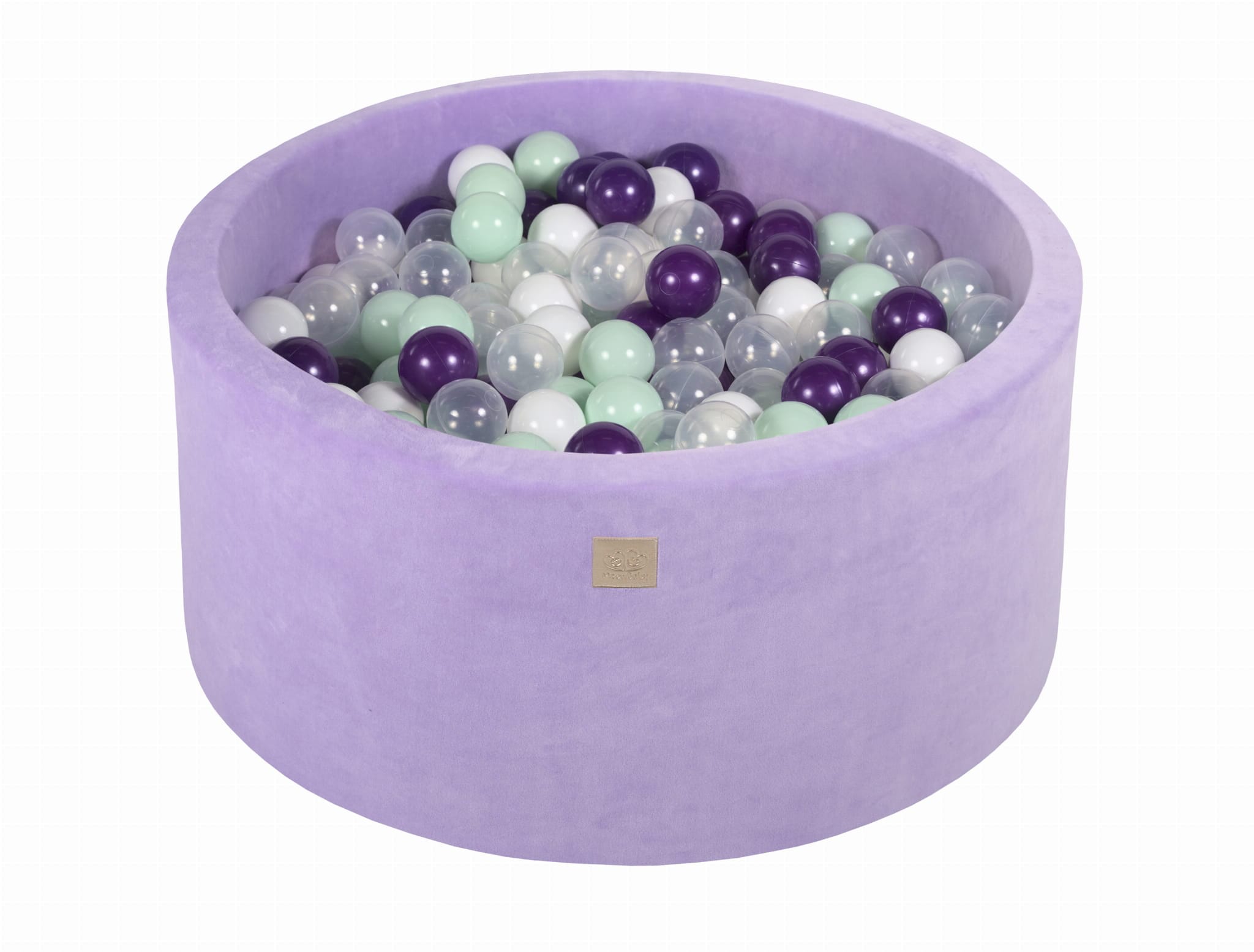 MeowBaby Menthe/Violet Perle/Blanc/Transparent Piscine à balles Ronde Velours Lilas Avec 300 balles