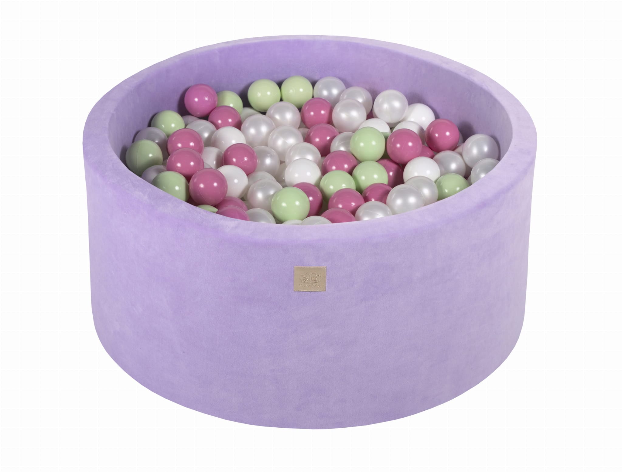 MeowBaby Rose clair/blanc/vert clair/blanc perle Piscine à balles Ronde Velours Lilas Avec 300 balles