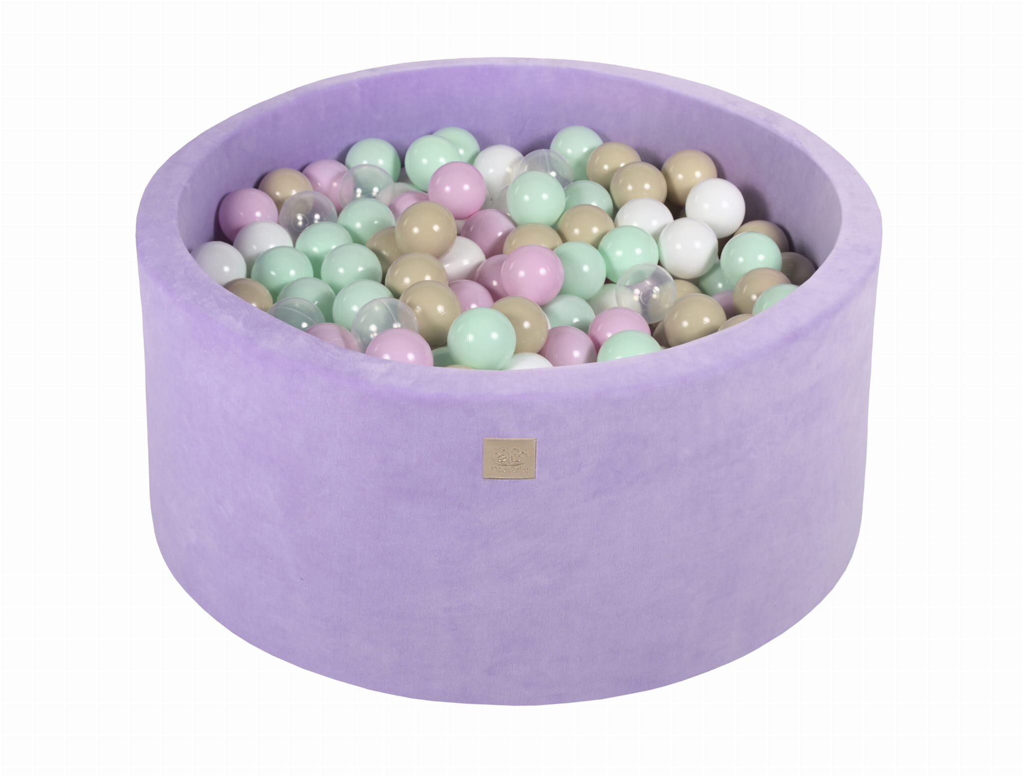 MeowBaby Rose Pastel/Menthe/Beige/Blanc/Transparent Piscine à balles Ronde Velours Lilas Avec 300 balles