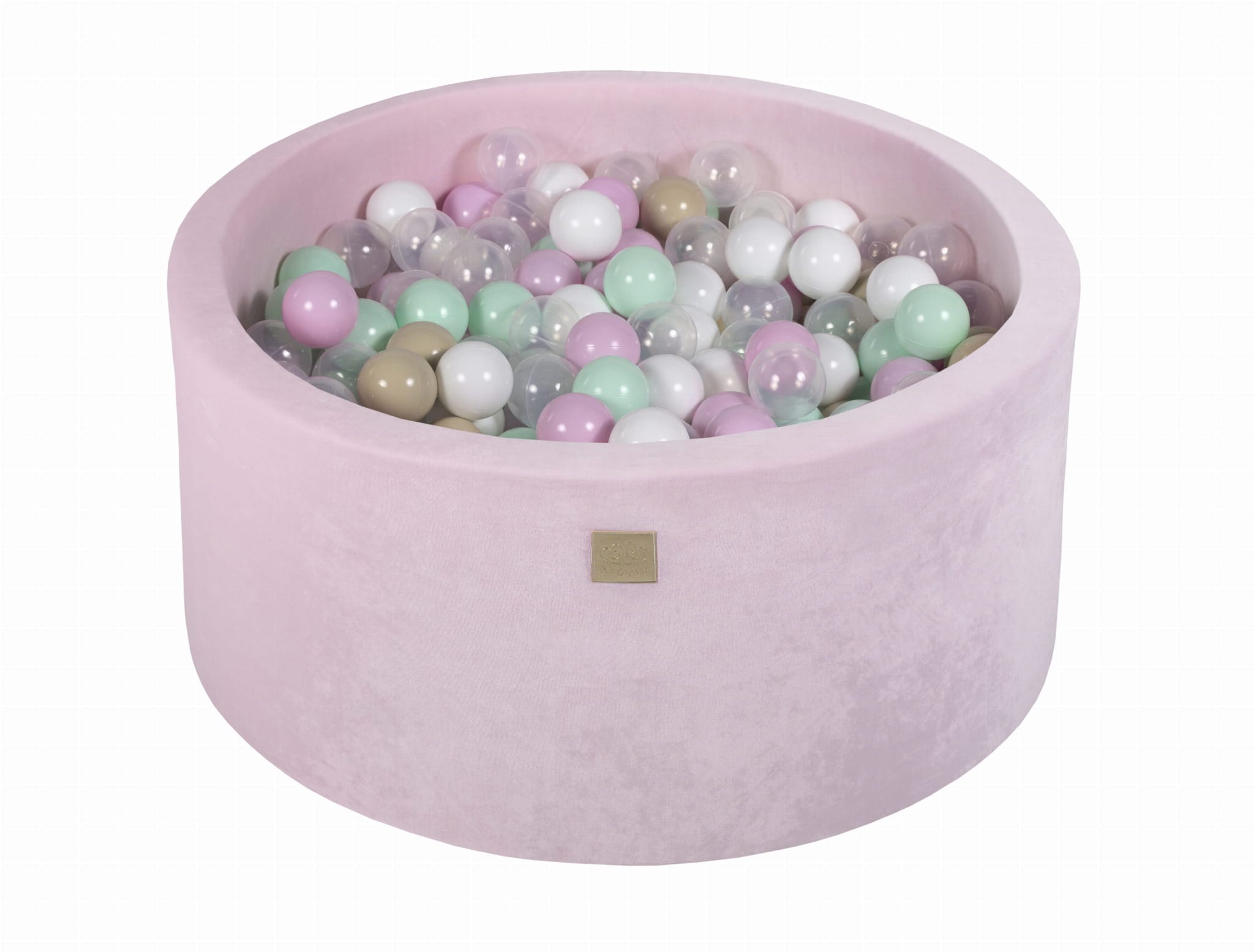 MeowBaby Menthe/rose pastel/beige/transparent/blanc Piscine à balles Ronde Velours Rose pastel Avec 300 balles