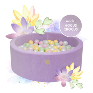 MeowBaby Hocus Crocus Piscine à balles Ronde Velours Violet 90x40cm Avec 250 balles